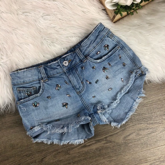Zara Pants - Zara Trafaluc Jewel Denim Shorts